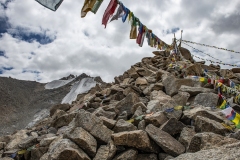 Prayer Flags in Highest Himalayan Peaks Khardung La Pass Ladakh India