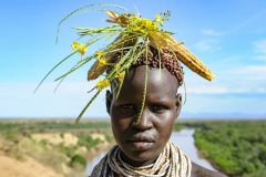 Karo Woman with Traditional Head Ornament Omo Valley Ethiopia