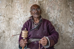 Tibetan Old Man Prayer Lamayuru Monastry