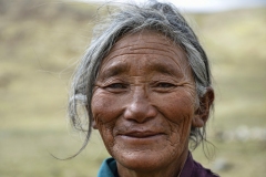 Portrait of Nomad Changpa Woman Tsokara Area Ladakh India