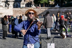 Violinist People Square Rome Italy