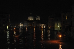 Giudecca Canal by Night from Constitution Bridge Venice Italy