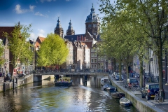 Canals Oude Kerk Church Landscape Amsterdam Holland