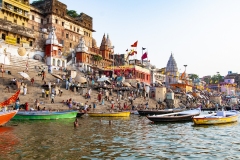 Darbhanga Ghat Landscape from Ganges Varanasi Uttar Pradesh India